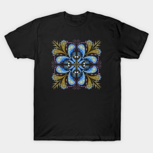 Blue Paisley Floral Design T-Shirt